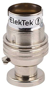 ElekTek Unswitched Lamp Holder B22 BC Bayonet Cap & Shade Ring with Solid Brass CNC Back Plate Mount, Cover and Screws - Made in UK - Nickel