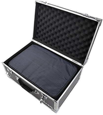 HMF 18440 Kamerakoffer, Fotokoffer Aluminium mit Tasche, individuelle Trennwände, 48 x 32 x 22,5 cm, schwarz