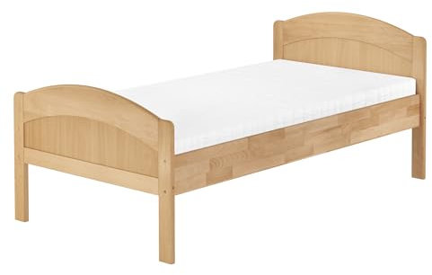 Erst-Holz®Massivholzbett geschwungenes Seniorenbett Buche Natur 100x200 Bettgestell mit Matratze 60.75-10 M