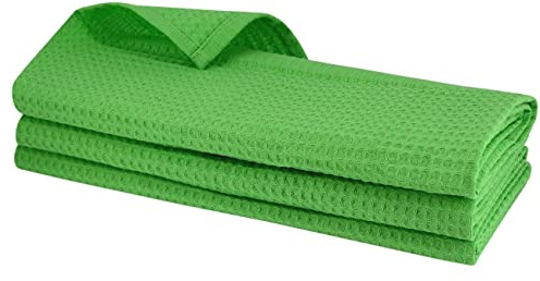 Gariella 3 hellgrüne Geschirrtücher aus 100% Baumwolle/Waffel-Piqué/Apfelgrün/Küchentuch/Putztuch/Handtuch/Geschirrtuch/Gastro Qualität/grün