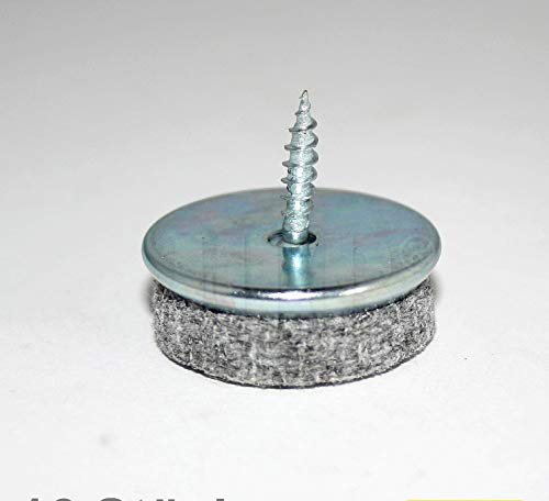 HKB ® 96 Stück Filzgleiter zum Schrauben, Ø 28mm, Stahl verzinkt mit 5mm starkem, grauem Filz in Metallsockel, strapazierfähig, stabil und langlebig, Hersteller HKB, Artikelnr. 51313