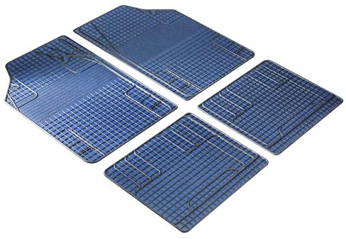 WALSER Universal Auto-Gummimatten-Set, Automatten 4-teilig zuschneidbar, Universal Fußraummatte Auto, PKW-Fußraummatten blau/schwarz