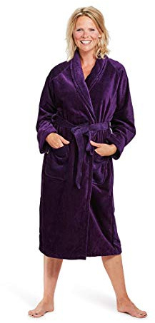 Badrock - Peignoir de Bain avec nom brodé - violet - 100% coton velours - hommes et femmes - avec broderie (XS) - SKU 552
