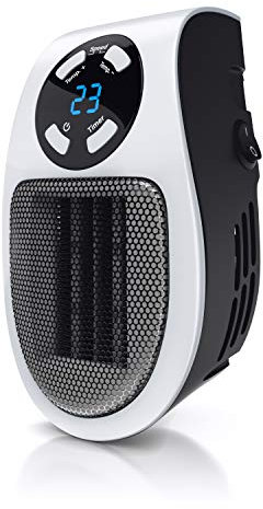 CSL - Steckdosen Heizlüfter mit Fernbedienung - Mini Keramik Heizung mit Thermostat - 500W - Temperaturregelung Timer Überhitzungsschutz - Steckdosen-Heizlüfter - Badezimmer Schlafzimmer