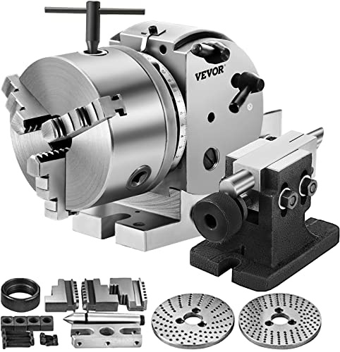 VEVOR BS-0 Precision Dividing Head, Horizontal Dividing Head with 3-Jaw Chuck, MT2 Tailstock BS-0 5 Semi Universal Dividing Head for Milling Machine Mill Gear Cutting