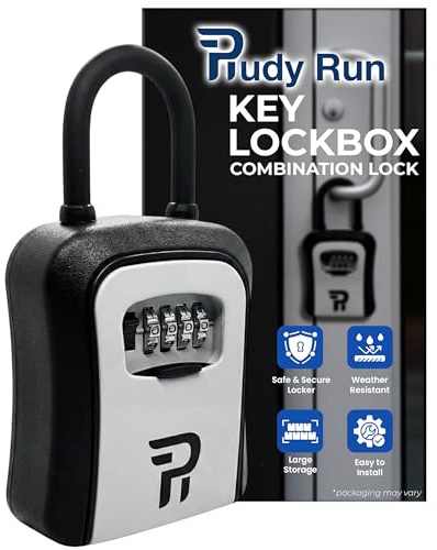 Rudy Run Key Lock Box for Outside – Large Outdoor Lockbox for Keys with Code, 4-Digit Combination Hidden Safe to Hide a Key Outside, Portable Safe Key Storage, 6.7 in, 1 Pack