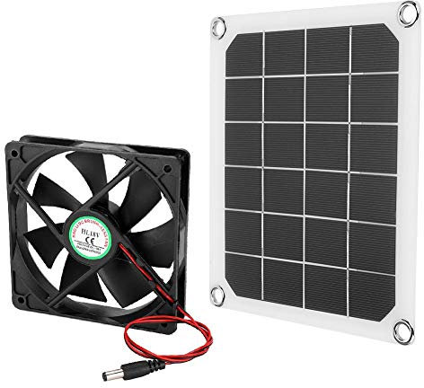 Sonew Ventilatore Scarico ad Energia Solare 6V 10W, Mini Ventilatore di Alimentazione a Pannello Solare Impermeabile per Mansarda Domestica, Serra, Raffreddamento per Pollaio per Cani Compagnia