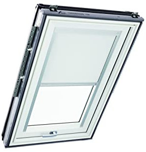 Original Roto Verdunkelungsrollo ZRV Nahezu vollständige Verdunkelung Führungsschiene Silber Für Roto Dachfenster der Baureihe Designo R6/R8, i8 und Classic 64/84 mit Größe 114/140 | 11/14 Farbe Weiß