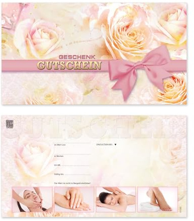 GESCHENKGUTSCHEINcom by POS-HAUER. 50 Gutscheine. Blanko zum Selberausfüllen. Für Kosmetiksalon Spa Kosmetik Beauty..