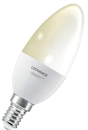 LEDVANCE Smarte LED-Lampe mit Bluetooth Mesh Technologie, Sockel E14, Dimmbar, Warmweiß (2700K), ersetzt Glühlampen mit 40W, steuerbar mit Alexa und Google, SMART+ BT Candle DIM, 1er-Pack