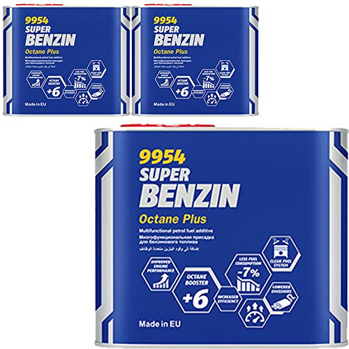 MANNOL 3 x 500ml, Super Benzin Octane Plus 9954 oktanzahlerhöhendes und reinigendes Benzinadditiv