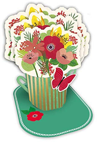 DRAEGER Paris - Pop Up Karte, Karte 3D Grußkarte mit Umschlag - Blumenstrauß Mohnblumen - format 18 x 11,5 cm