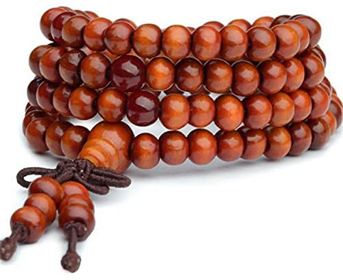 HONGE Gebetsperlen-Armband, tibetischer, buddhistischer Rosenkranz, Charm, Meditationskette, Yoga, Glücksbringer, Holzarmband für Damen und Herren