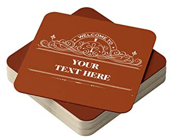 Personalised Beer Mats Pack of 24 - Absorbent Recyclable Square Cardboard Drink Mat Coasters - Accessories for Home Bars Pubs - CO-CARD-RA816-RUST-24 - ADD YOUR TEXT