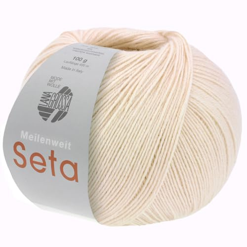 LANA GROSSA Meilenweit Seta | Sockengarn mit Seidenanteil, waschmaschinenfest | Handstrickgarn 55% Schurwolle (Merino), Polyamid, & Seide | 100g Wolle zum Stricken & Häkeln | 400m Garn FB30