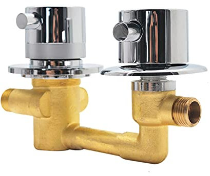 Mitigeur thermostatique de douche en laiton amélioré à 2/3/4/5 voies G1/2 avec filetage à vis G1/2, robinet mélangeur de cabine de douche, cartouche en laiton, double poignée épaisse (1 sortie 10 cm A