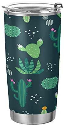 KAAVIYO Cactus Vert Peint Bouteille D'Eau De Sport Bouteille En Acier Inoxydable Thermique avec Paille pour Voiture Garçons Filles