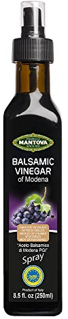 Mantova Balsamic Vinegar of Modena PGI Spray, Product of Italy, Certified “Aceto Balsamico di Modena” PGI, Traditional, Barrel-Aged Balsamic Vinegar for Salads, Sauces, Soups, Marinades, Meat Glazes, Grilled or Roasted Vegetables, Easy-To-Use, Clog-free, Glass Spray Dispenser, 8.5 fl. oz. (Pack of 1)