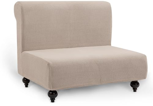TIANSHU Funda Sofa Cama Sin Brazos Elástica, Fundas de Clic Clac 2 Plazas Sofa Cama Plegable Protector Ajustables Antideslizante Universal para Dormitorio y salón (Arena)