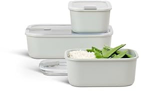 Mepal – Frischhaltedosen set 3-teilig EasyClip – Schüssel mit Deckel & Klickverschluss – Geeignet für Mikrowelle, Dampfgarer, Kühl- und Gefrierschrank – 2 x 700 ml + 1500 ml – Nordic white