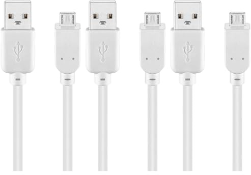 goobay 96194 Câble de données et de charge Micro USB Hi-Speed Câble, USB 2.0 mâle (type A) > USB 2.0-Micro mâle (type B), blanc, 3m (Lot de 3)