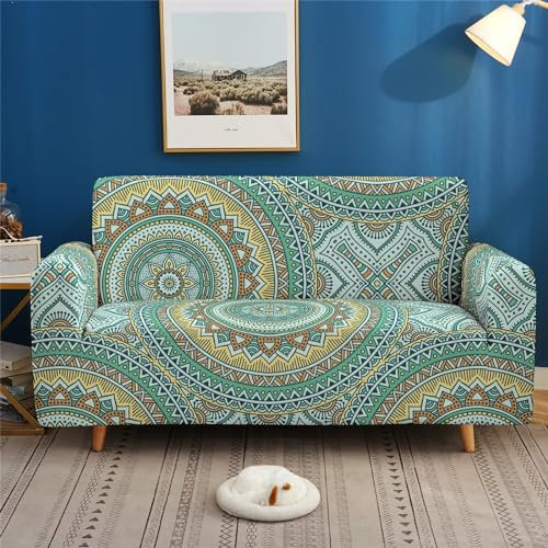 Sofa Überzug Mandala-Muster Sofabezug Druck Sofaschoner rutschfest mit Armlehne, Universal Sofabezüge, Anti-Haustierkratzer Sofa Slipcovers, Waschbare Sofa Cover 1 Sitze