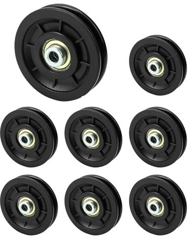 QWORK® 8 pezzi Puleggia Palestra da 90 mm, Carrucola Palestra Resistente all'Usura per Attrezzature Fitness, Carico Massimo 450 kg, Adatta per Corde Fino a 7 mm