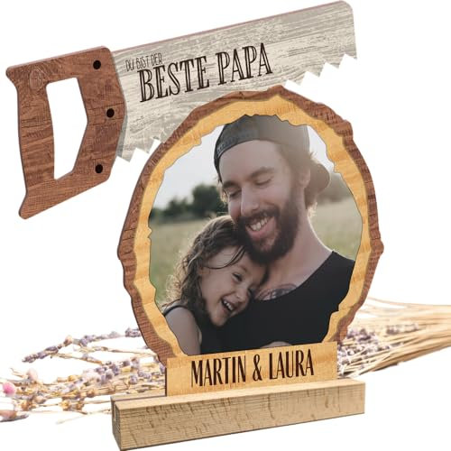 Vater und Sohn - Papa Saege personalisiert - Holz Foto Geschenk, Papa Geschenk Geburtstag, Herrentag Geschenk, Bester Papa Geschenke, Vater Tochter Geschenk, Geschenke für Väter, Vater Tochter