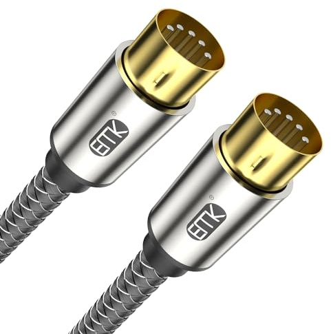 EMK Câble MIDI en nylon tressé à 5 broches compatible avec clavier MIDI, synthétiseur, multi-effets de guitare, sampler, carte son externe, mixeur audio, amplificateur audio (1 pièce, 0,5 m)