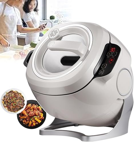 forplubossmmp Commercial Food Processor, Lazy Stir-fry Pan Cooking Machine with 3 Gears Speed & 6L Capacity, 360° Rotatable Drum Type Fried Rice Machine for Stir Frying Stewing Cooking