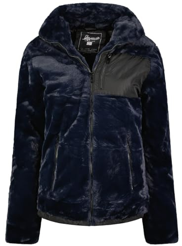 Geographical Norway Dorothee Dam varm fleece med dragkedja för dam - höst vinter vår varma damjacka - lång ärm mjuk päls tröja komfort utomhus (marinblå L), Marin, L