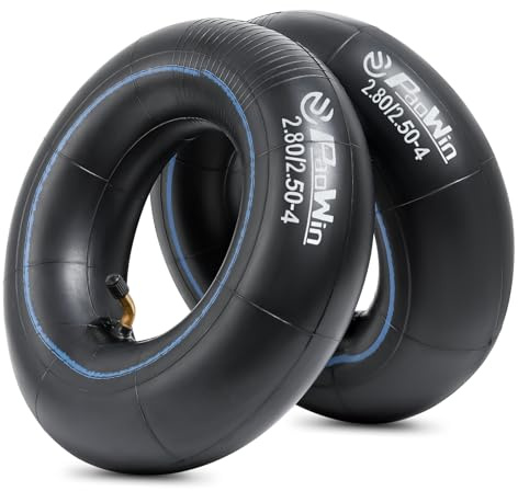 PaoWin 2Pcs 2.80/2.50-4 chambres à air pour roue de brouette 2.80 2.50-4 Heavy Duty chambres à air 2.80/2.50-4 Compatible avec pneus de brouette 2.80-4 2.50-4, diable, remorque, tondeuse -Valve TR87