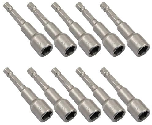 Litoexpe Juego de 10 brocas de extensión magnética hexagonal de 3/8 pulgadas, destornillador de impacto de tuerca hexagonal de cambio rápido para taladro eléctrico
