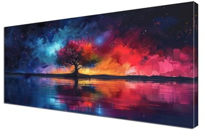 Baum Malen nach Zahlen Landschaft Malen Nach Zahlen Erwachsene Groß 100x200 cm Leinwand DIY Handgemalt Ölgemälde Bastelset Erwachsene Mit Pinseln und Acrylfarbe für Room Decor (Ohne Rahmen) Y6-338