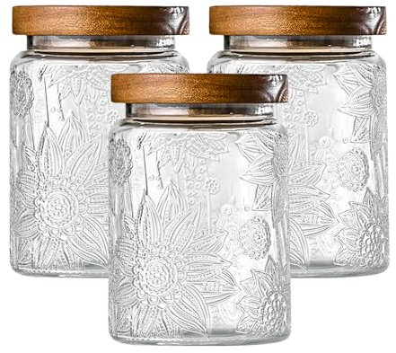 Glass Storage Containers With Lids, Glass Jars With Lids, 24oz, Set Of 3