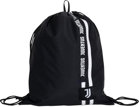 Juventus Schultasche, Weiß Schwarz, Öffnung mit Kordelzug, Schule und Freizeit, Kinder und Jugendliche, Schwarz, Taglia Unica, Modern