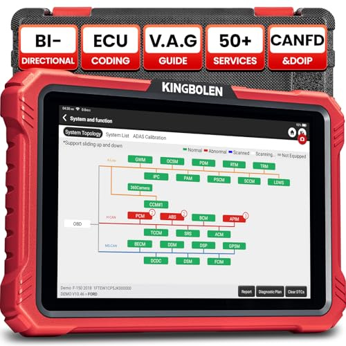 KINGBOLEN K10 Elite Obd2 Diagnosegerät,Bi-Direktionale OE-Level Alle Systeme Diagnosegerät Auto mit Topologie-Karte,ECU Codierung, FCA Can FD und DOIP,50 Rücksetzen,KFZ Diagnosegerät 2 Jahre Update.