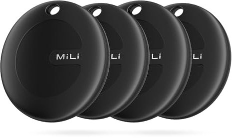 MiTag Smart Tracker Tag, Localizzatore Bluetooth Compatibile con Trova dispositivo (Solo Android), Trova Oggetti e Chiavi/Bagagli/Valigie/Zaini, Portafogli/Batteria Sostituibile, 1 Pack (Nero-4Pack)