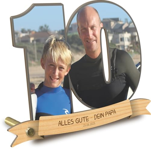 Geschenk Junge 10 Jahre - Geschenk Mädchen 10 Jahre personalisiert - Foto Holzbild opt. mit Sockel - 10 Geburtstag Junge, 10 Geburtstag Deko, 10. Geburtstag, 10 Jahre Geburtstag, Geschenke Kind 10