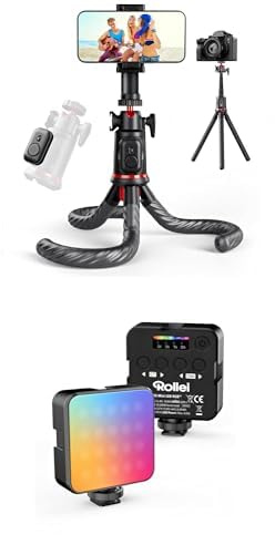 Bundle of Rollei Easy Creator MonkeyPod Flexibles Mini Stativ & Selfie Stick + LED Videoleuchte, Rollei Lumis Mini RGB Kamera Licht