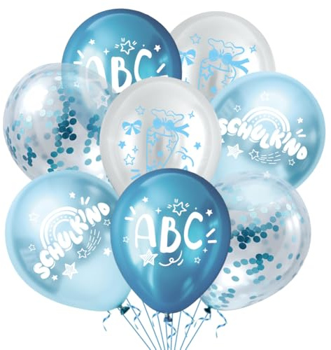 20 Stück Einschulung Deko Luftballons, Blau Einschulung Ballons Junge, Endlich Schulkind Luftballon, für Kinder Schulstart Deko Schuleinführung Party Jungen Mädchen