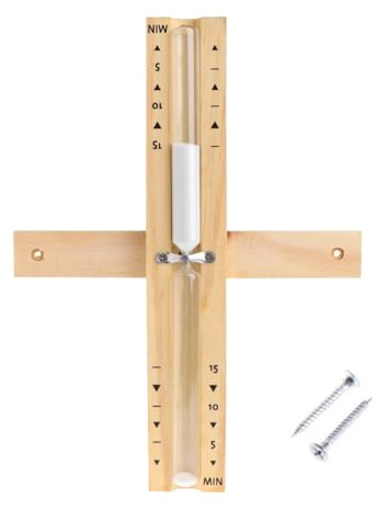 Sauna Timer Sand | Accurate 15-Minute Wooden Hourglass | Wall-Mounted Rotating Sauna Clock | Classic Bathroom Timepiece Decor | Heat-Resistant Timer for Kitchen, Spa, Restaurant