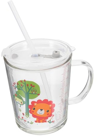 SMASOLO Taza De Leche Infantil con Pajita Práctica para Leche y Agua De Vidrio Robusto para Uso Diario