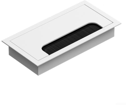 CYRENT Desk Cable Grommet Hole, Square Desk Grommet Aluminum Cable Hole Cover 160 x 80mm Wire Hole Cover Outlet for Management Office Computer Desk Wires