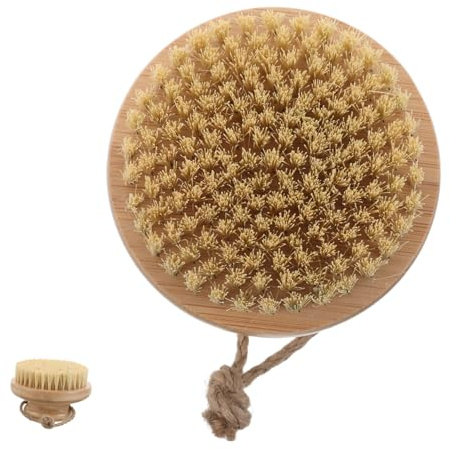 POPETPOP Spazzola in Bambù per Doccia Scrub Corpo Sisal Esfoliante Naturale per Rimozione Morta Massaggio e Pulizia Profonda con Impugnatura Ergonomica