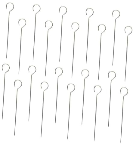 BESTonZON 50 Pezzi piccoli spiedini di metallo per cucinare Schiacciatori di griglie in metallo spiedini alla griglia di kebab in acciaio Silver
