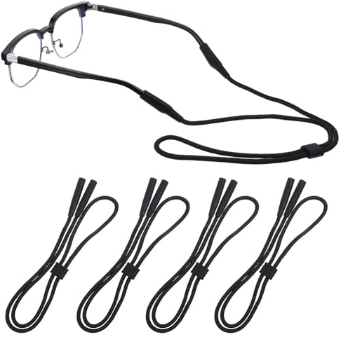 Elegaperma 4 Paar Sport Brillenband, Brillenband Silikon, Brillenbänder Sport für Männer, Frauen und Kinder,Verhindert Sportbrillenband,Rutschfest Brillen Umhängebänder, Schwarz