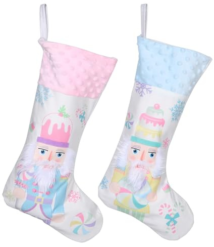 Mikikit 2pezzi Calza di Natale Forma di Schiaccianoci Grande Calza per Bomboniere e Caramelle per Albero di Natale e Decorazioni Feste Famiglia