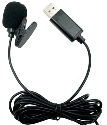 Microfono USB direzionale con cavo da 2 m per smartphone e lettori DVD da auto, ideale per registrare ovunque