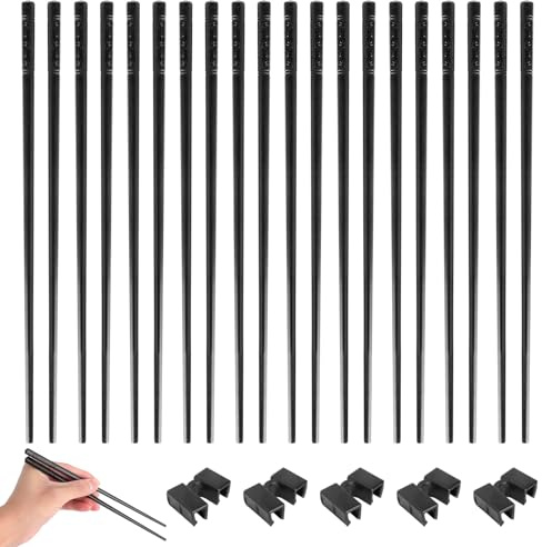 5 paia di bacchette e bacchette in fibra di vetro per allenatori, lavabili in lavastoviglie, antiscivolo, nero, in lega (24 cm), per adulti e bambini